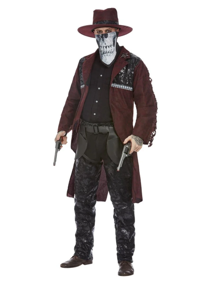 Mens Deluxe Dark Spirit Western Cowboy Costume, Burgundy - Image 5