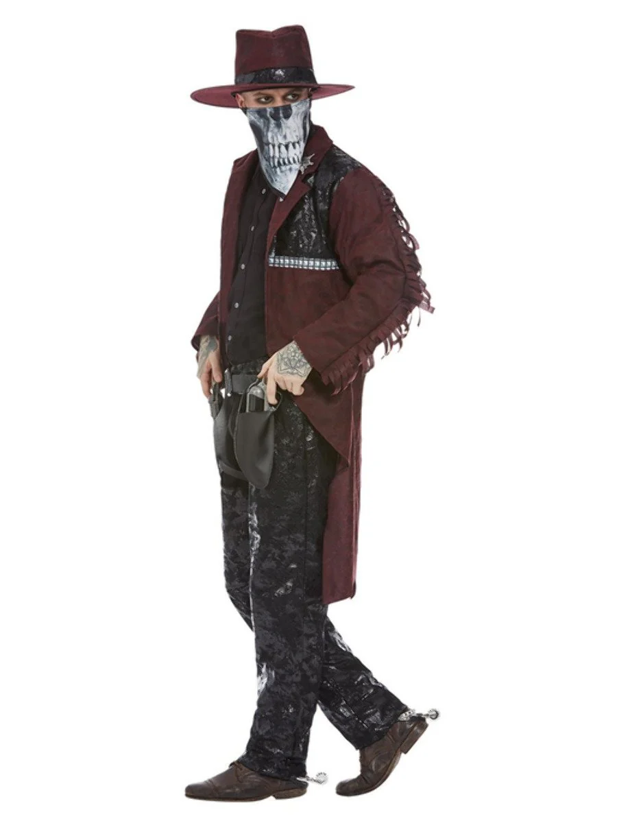 Mens Deluxe Dark Spirit Western Cowboy Costume, Burgundy - Image 6