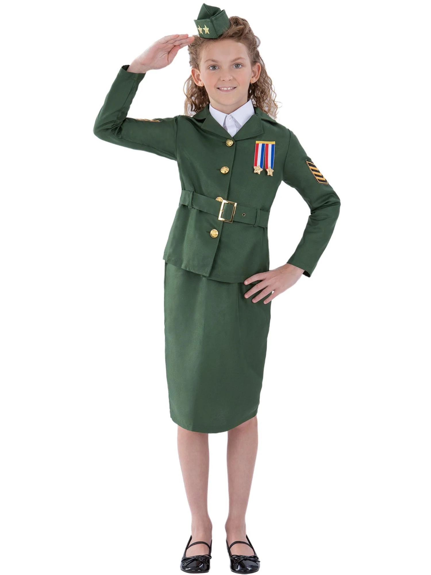 WW2 Army Girl Costume, Child - Image 4